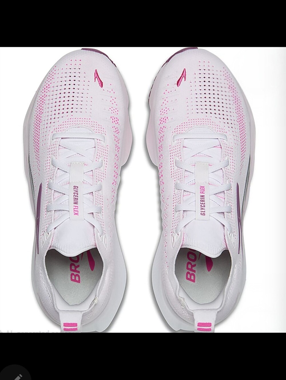 Brooks Women's Glycerin Flex Running Shoes White/Cyber Pink/Argyle Size 10 NIB